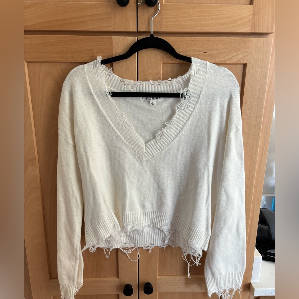 Distressed Cropped Sweater